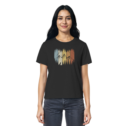 Retro Wald, Berge und Wolf  - Ladies Organic Shirt