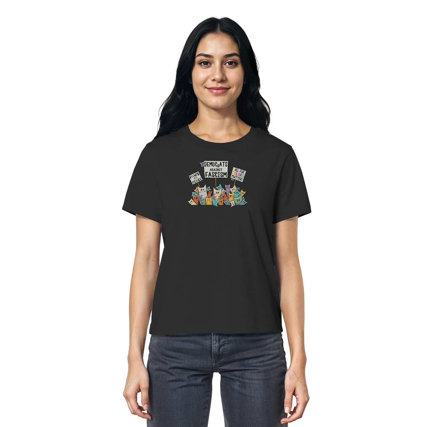 Demo-Katzen gegen Faschismus und für Vielfalt - Ladies Organic Shirt