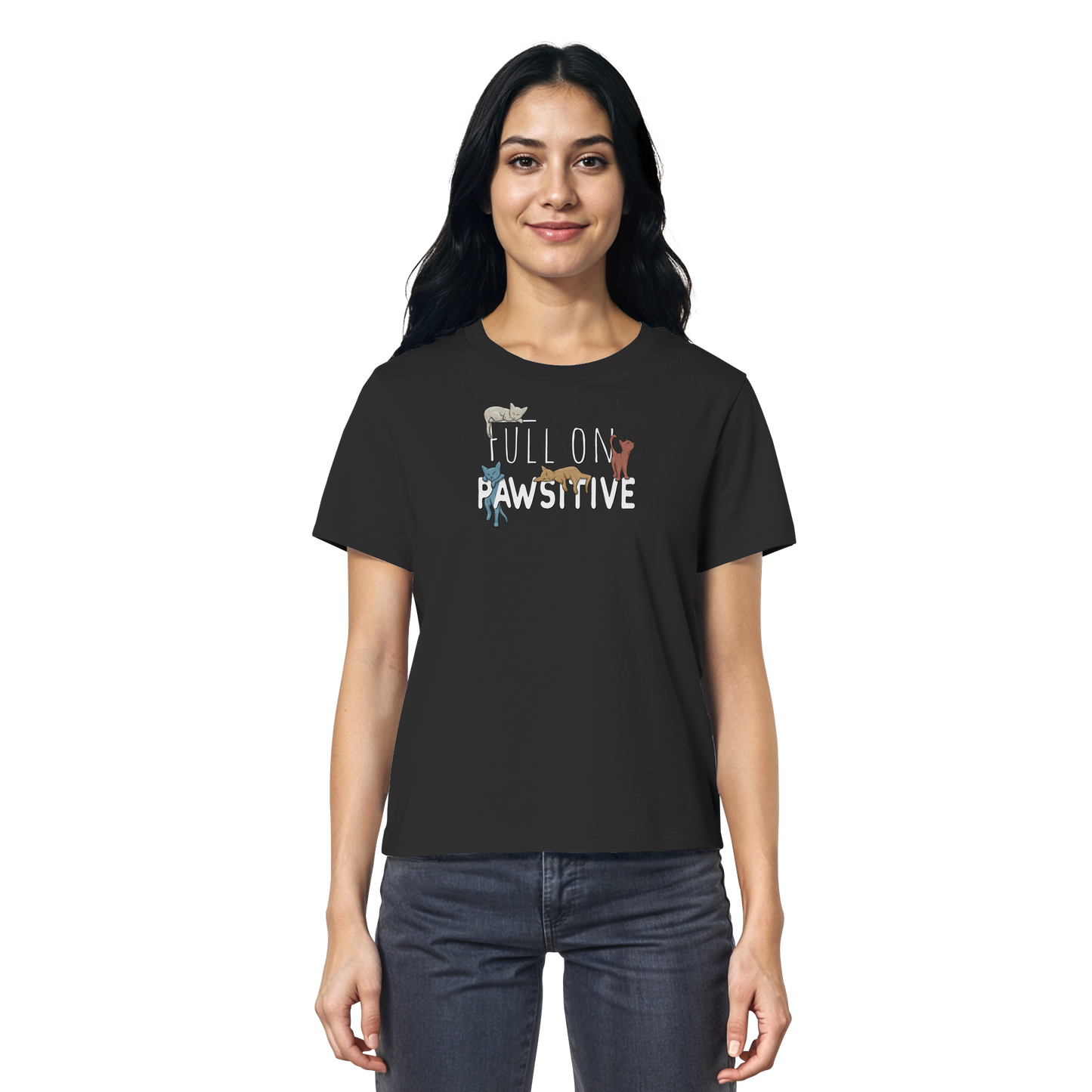 Full On Pawsitive! Gechillte Katzen - Ladies Organic Shirt