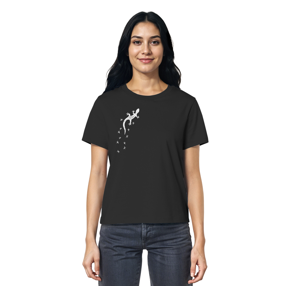 Gecko Eidechse Silhouette hell - Ladies Organic Shirt