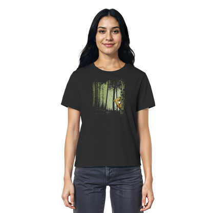 Comic Bär versteckt im Zwielicht Wald - Ladies Organic Shirt