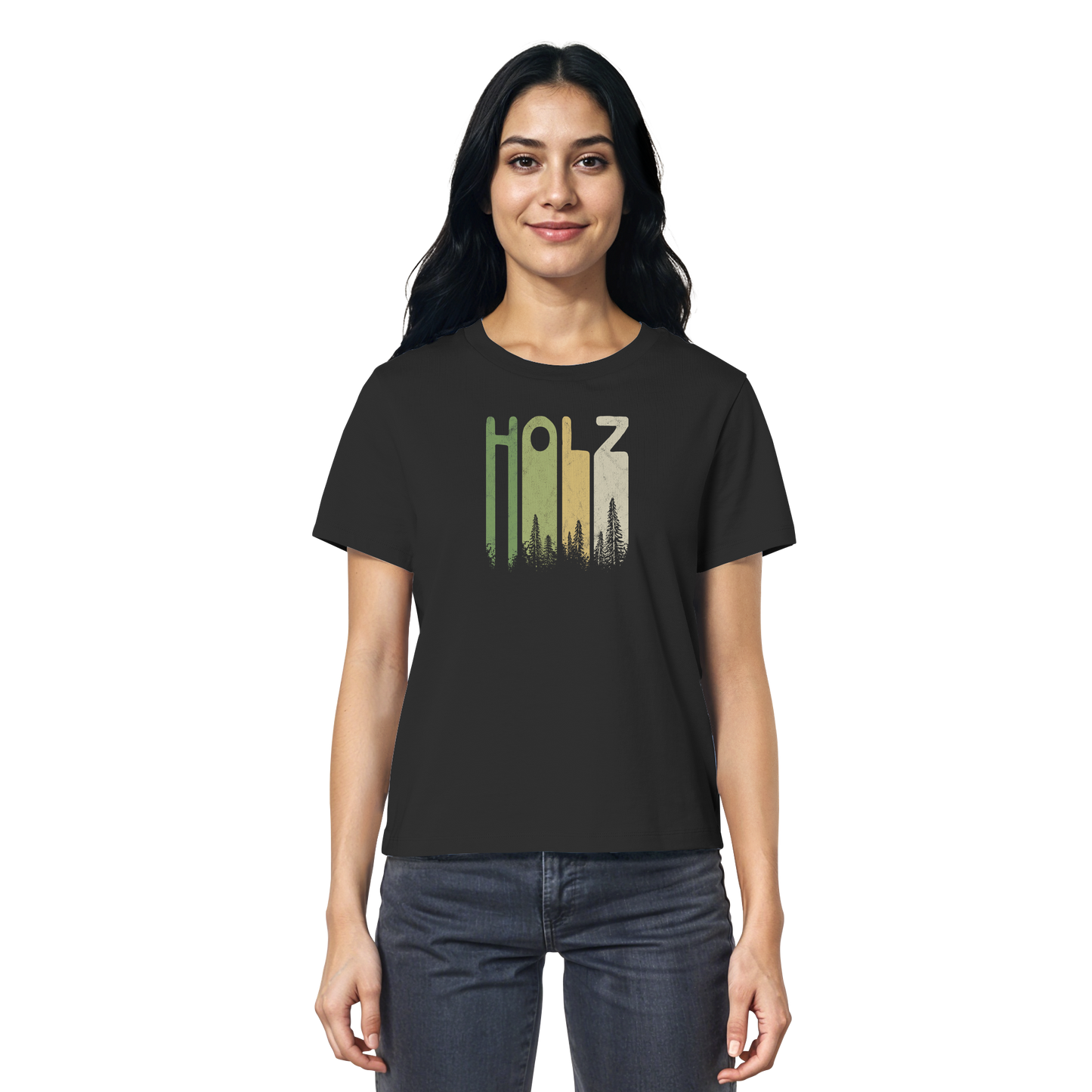 Holz Retro Wald Schriftzug - Ladies Organic Shirt