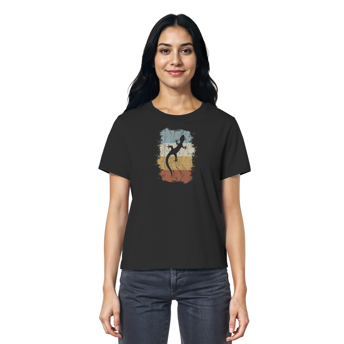 Retro Gecko Salamander Silhouette - Ladies Organic Shirt