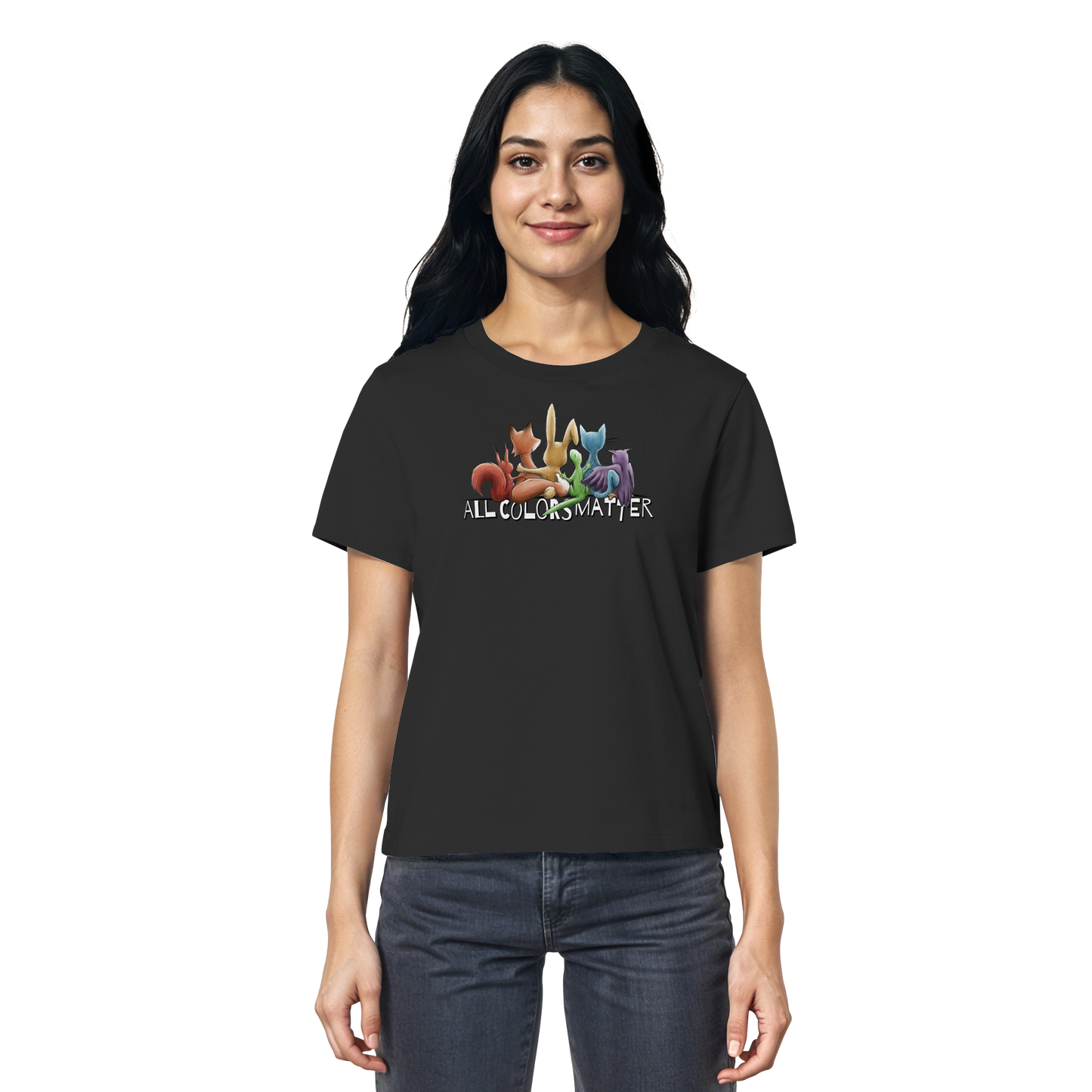 All Colors Matter! Regenbogen Tiere für Vielfalt - Ladies Organic Shirt