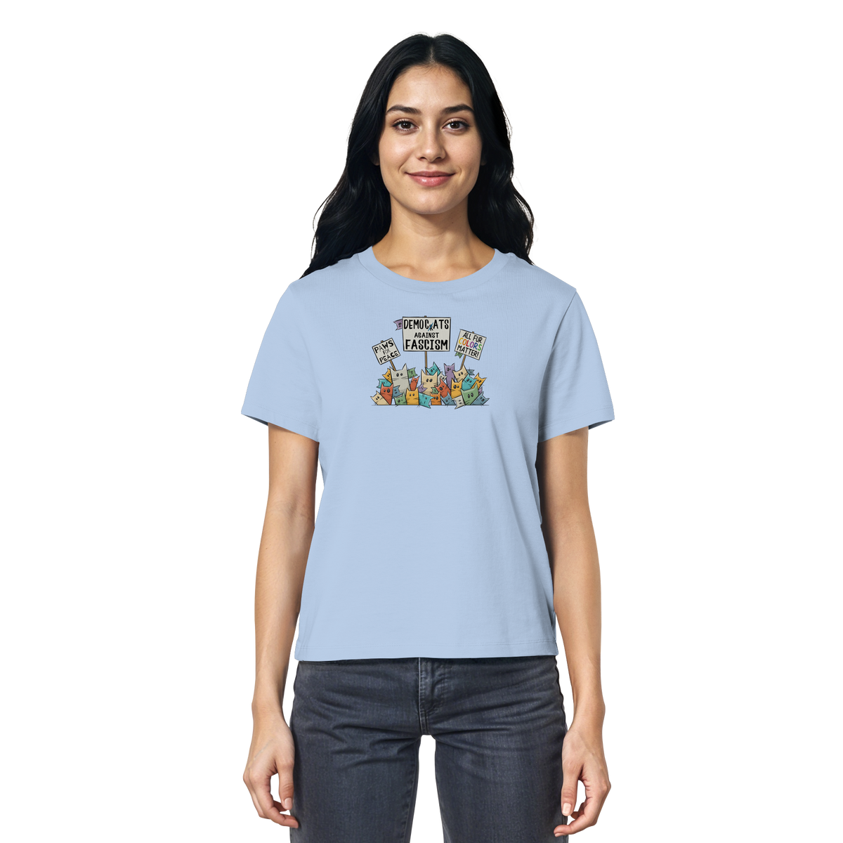 Demo-Katzen gegen Faschismus und für Vielfalt - Ladies Organic Shirt
