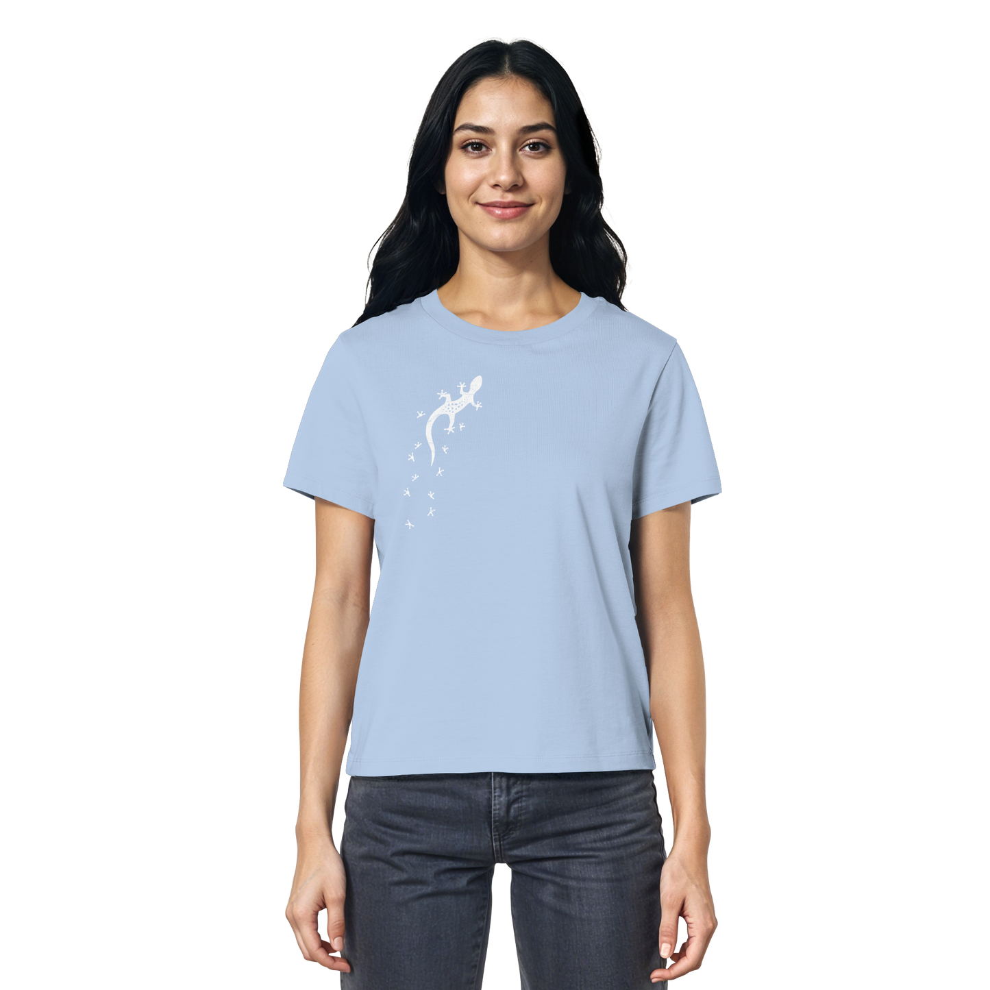 Gecko Eidechse Silhouette hell - Ladies Organic Shirt