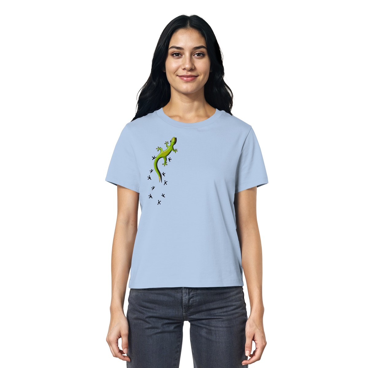 Kletternder Gecko mit Spuren - Ladies Organic Shirt