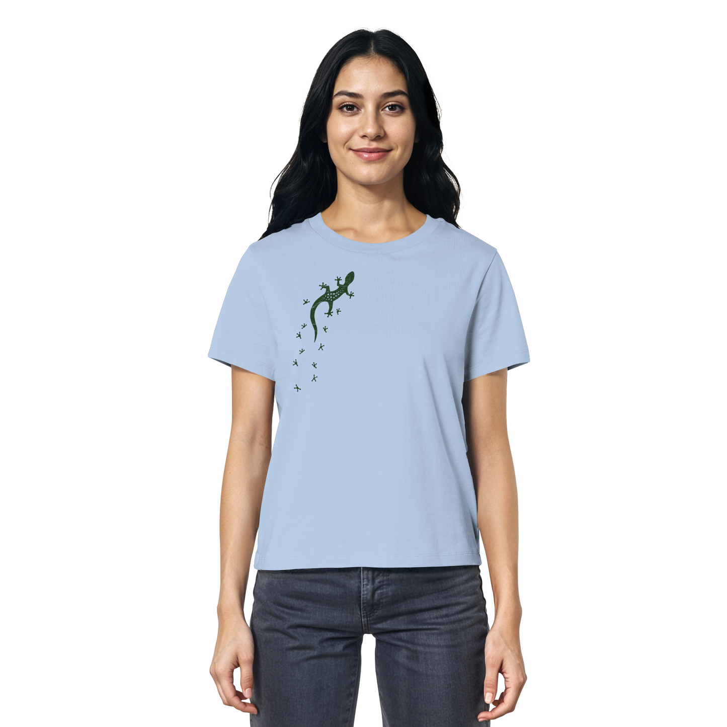 Gecko Eidechse Silhouette dunkel - Ladies Organic Shirt