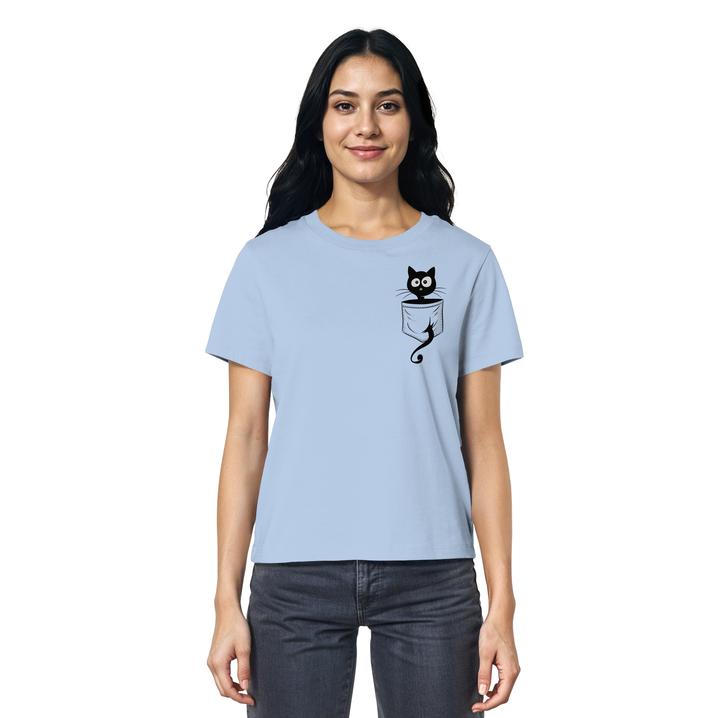 Schwarze Katze in der Tasche - Ladies Organic Shirt