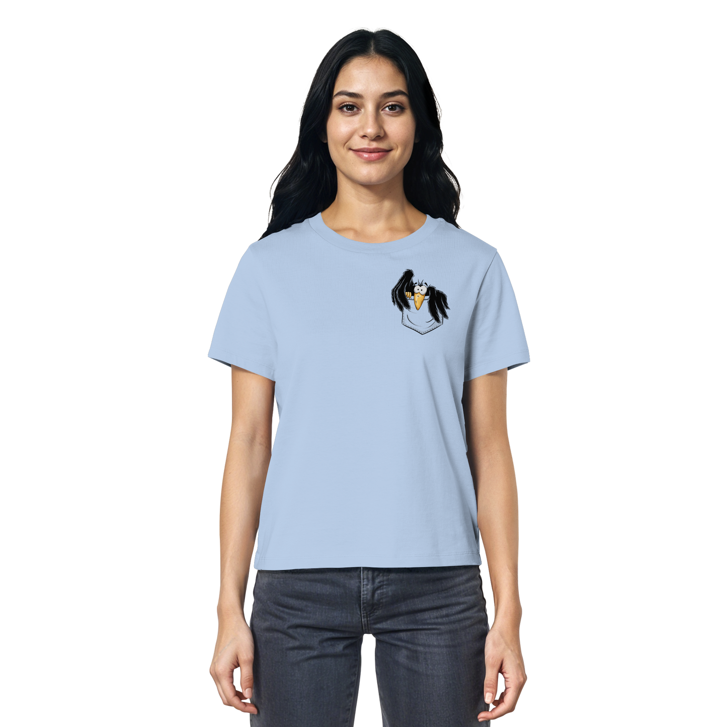 Kleiner Rabe | schwarze Krähe In Tasche - Ladies Organic Shirt