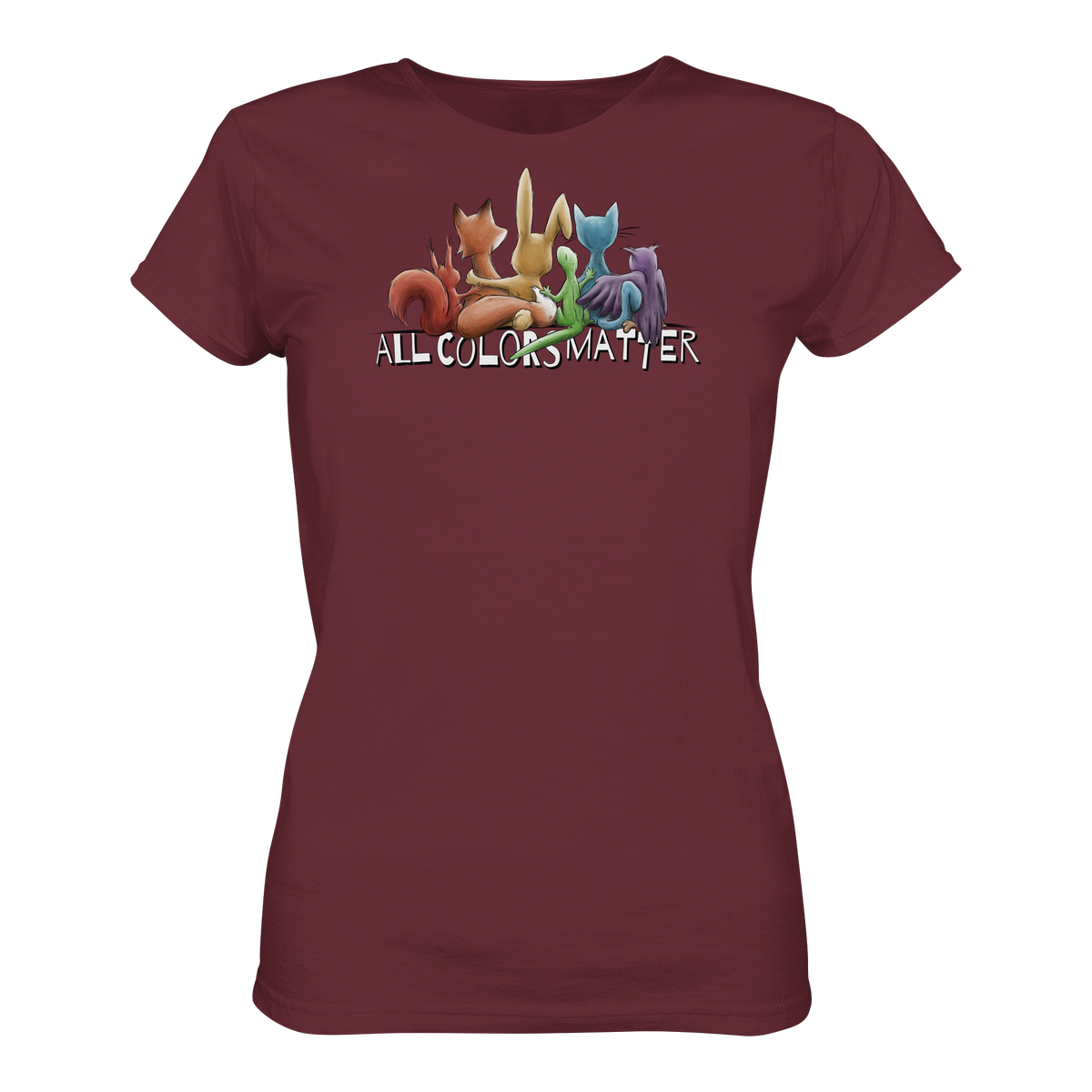 All Colors Matter! Regenbogen Tiere für Vielfalt - Ladies Organic Shirt