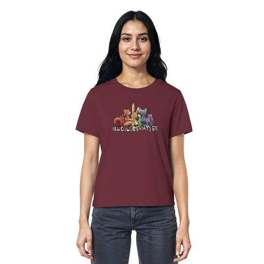 All Colors Matter! Regenbogen Tiere für Vielfalt - Ladies Organic Shirt
