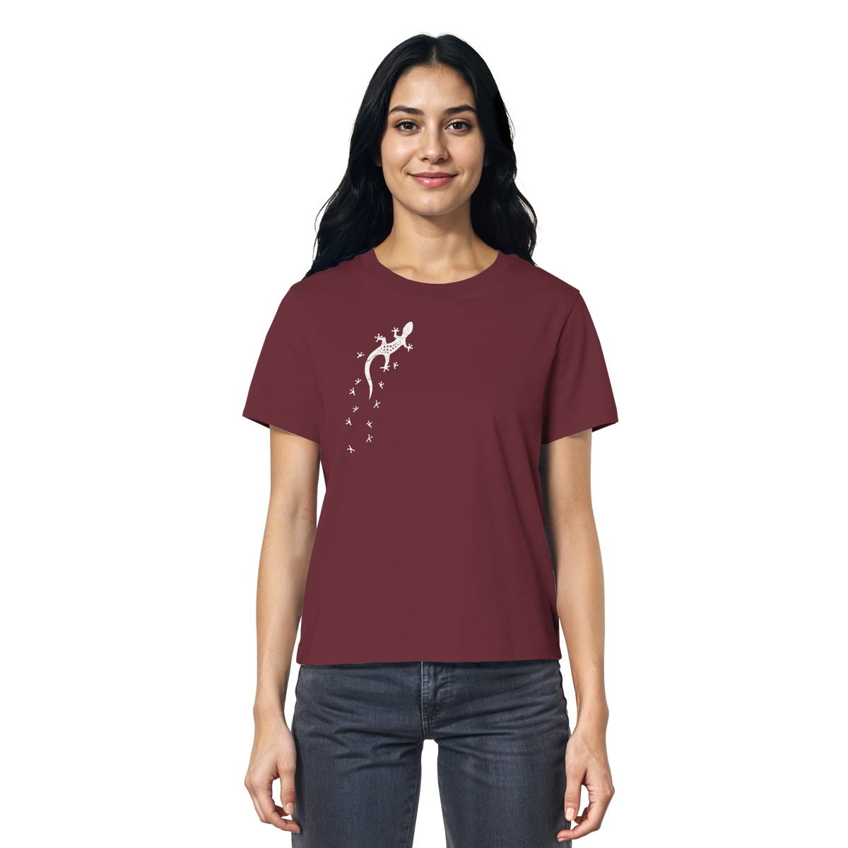 Gecko Eidechse Silhouette hell - Ladies Organic Shirt