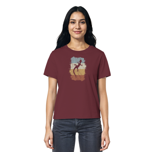 Retro Gecko Salamander Silhouette - Ladies Organic Shirt