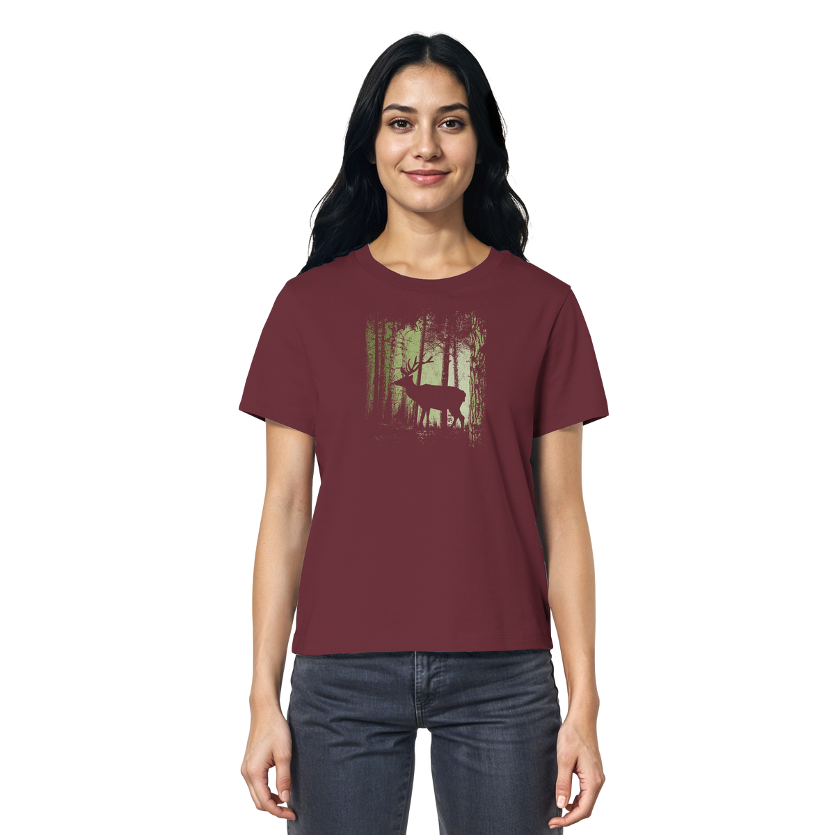 Hirsch im Zwielicht Wald - Ladies Organic Shirt