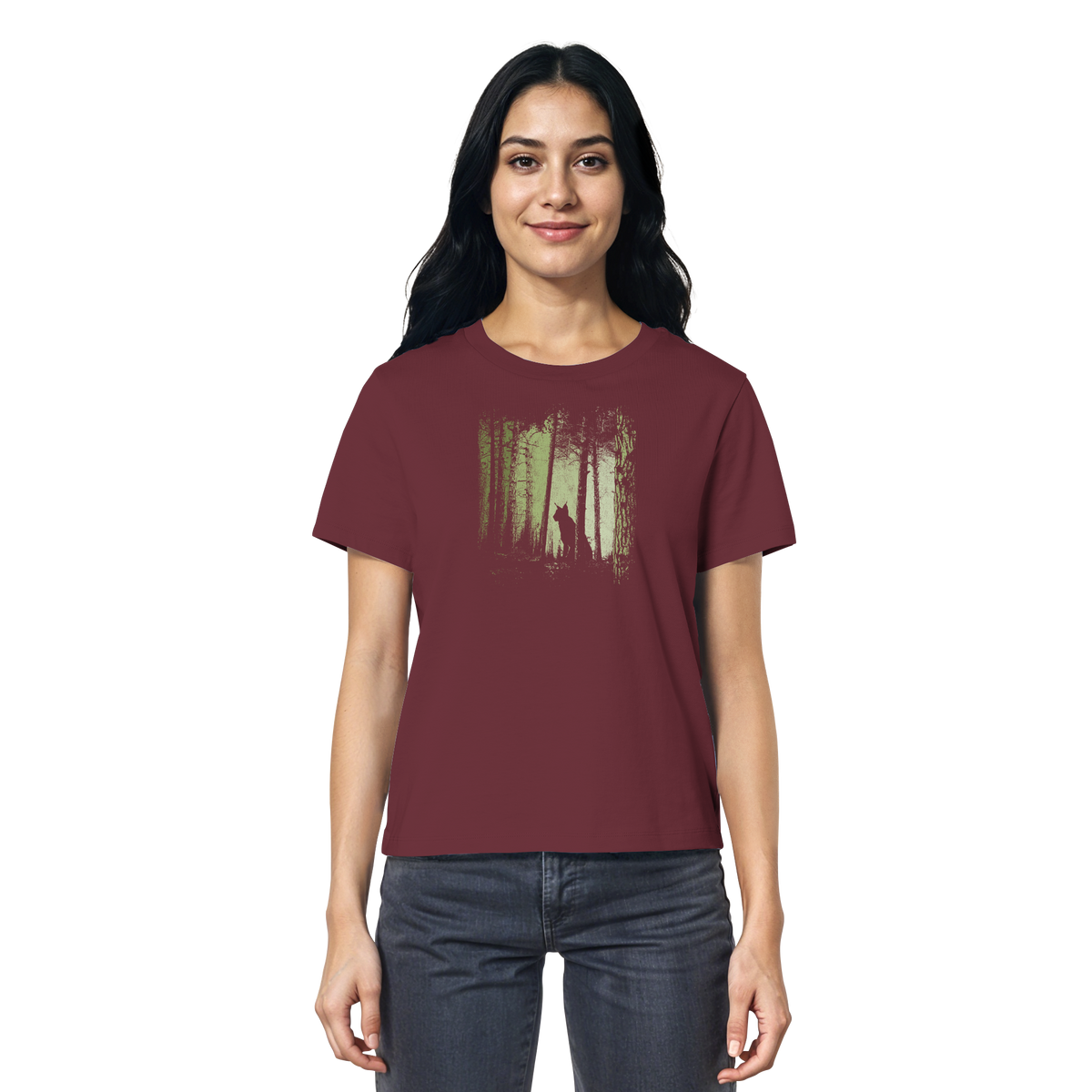 Luchs Wildkatze im Zwielicht Wald - Ladies Organic Shirt