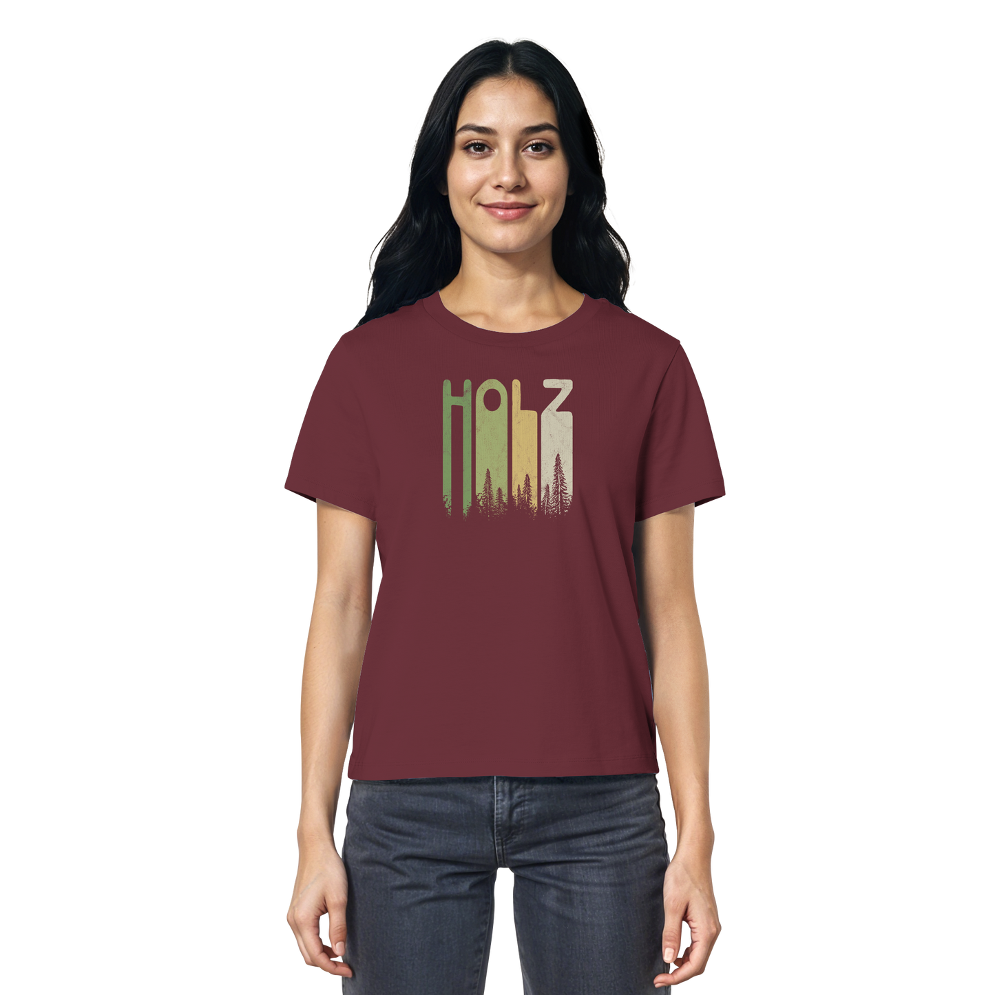 Holz Retro Wald Schriftzug - Ladies Organic Shirt