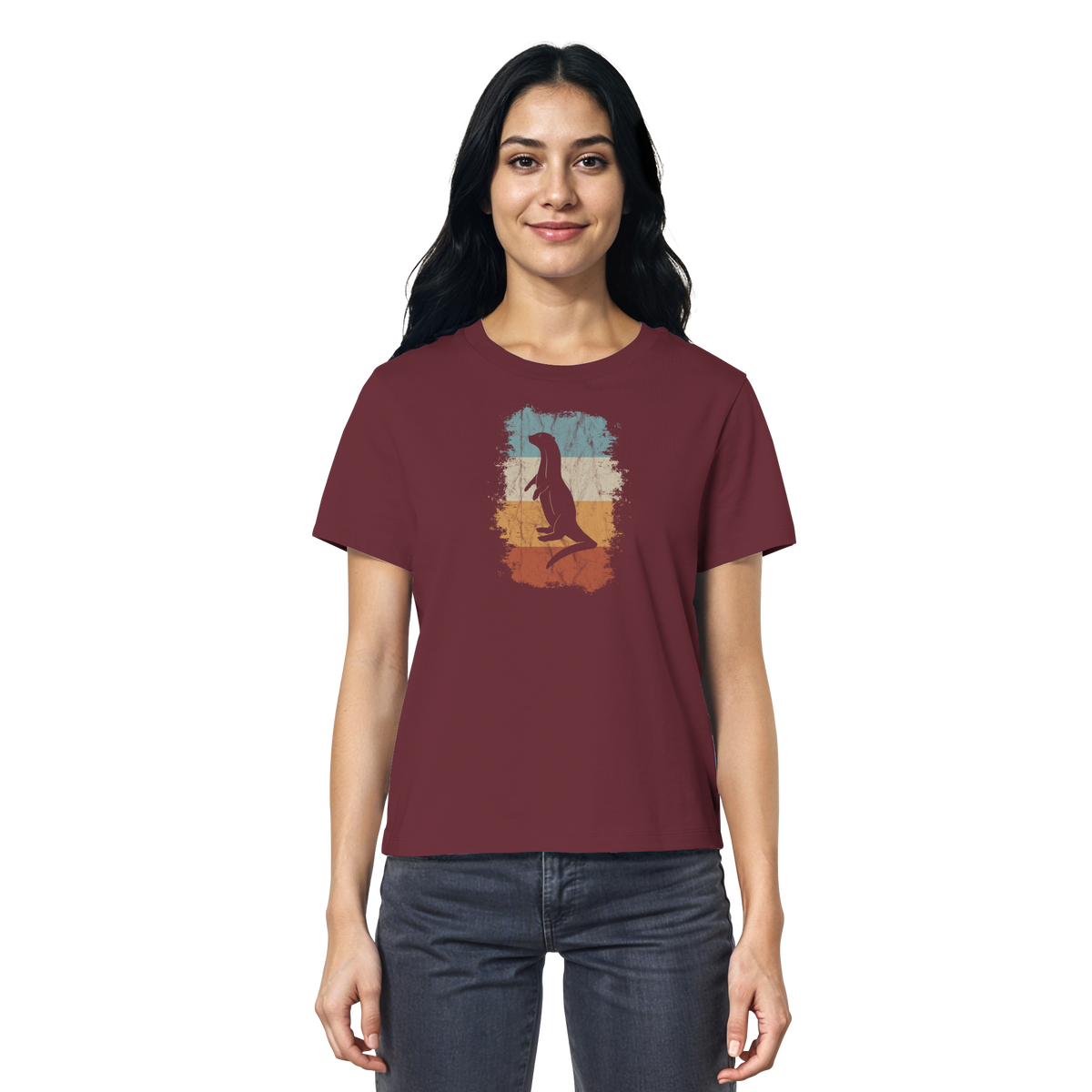 Retro Otter Fischotter Silhouette - Ladies Organic Shirt