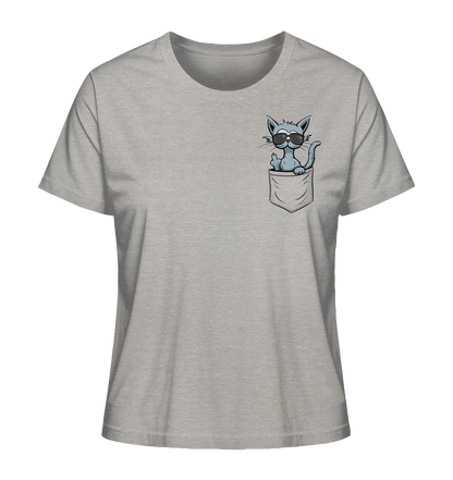 "Fuck Off" Mittelfinger Katze in der Tasche - Ladies Organic Shirt