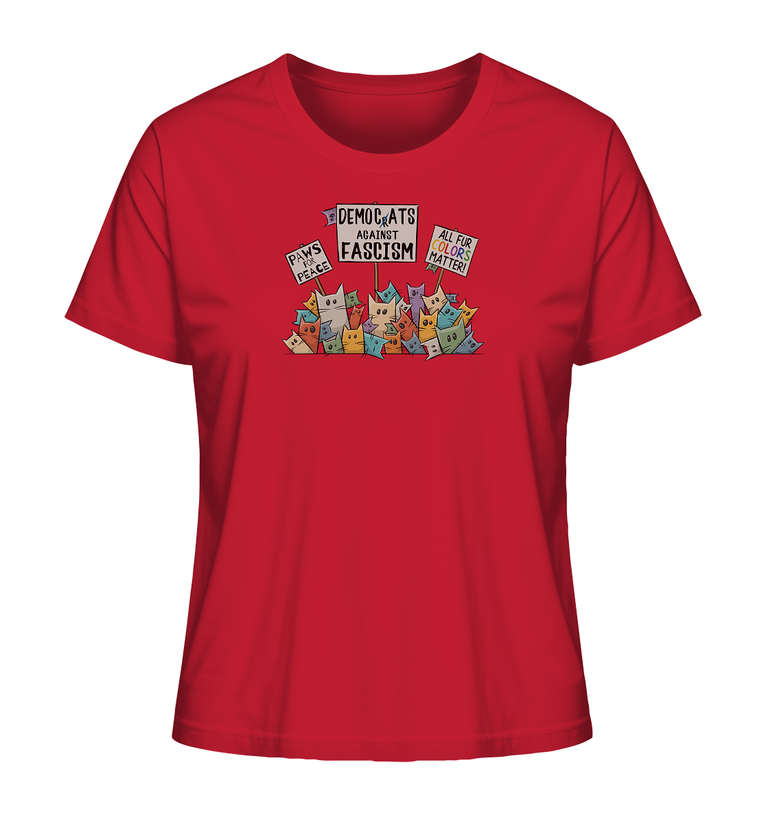 Demo-Katzen gegen Faschismus und für Vielfalt - Ladies Organic Shirt