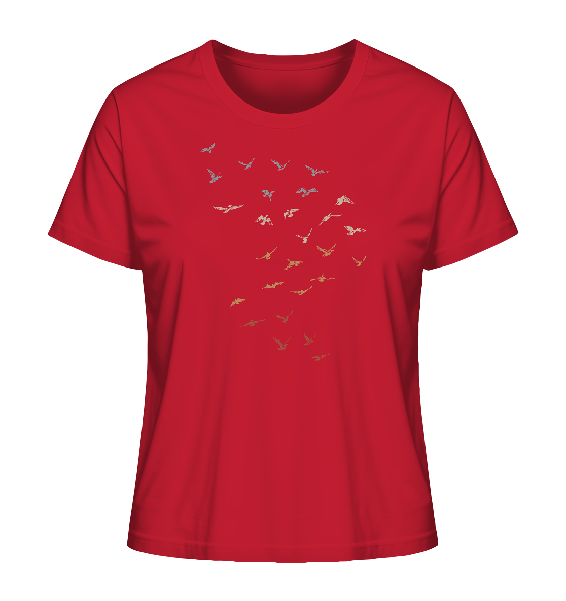 Retro Vogel Schwarm - Ladies Organic Shirt