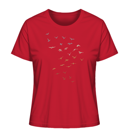 Retro Vogel Schwarm - Ladies Organic Shirt