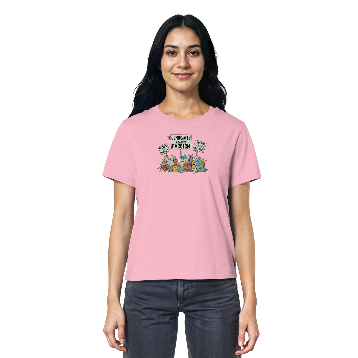 Demo-Katzen gegen Faschismus und für Vielfalt - Ladies Organic Shirt