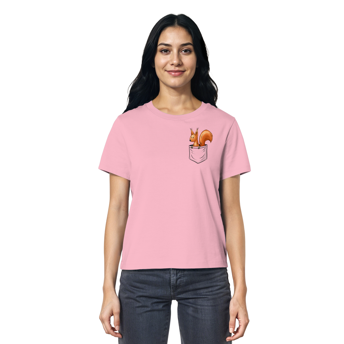 Lässiges Eichhörnchen In Tasche - Ladies Organic Shirt