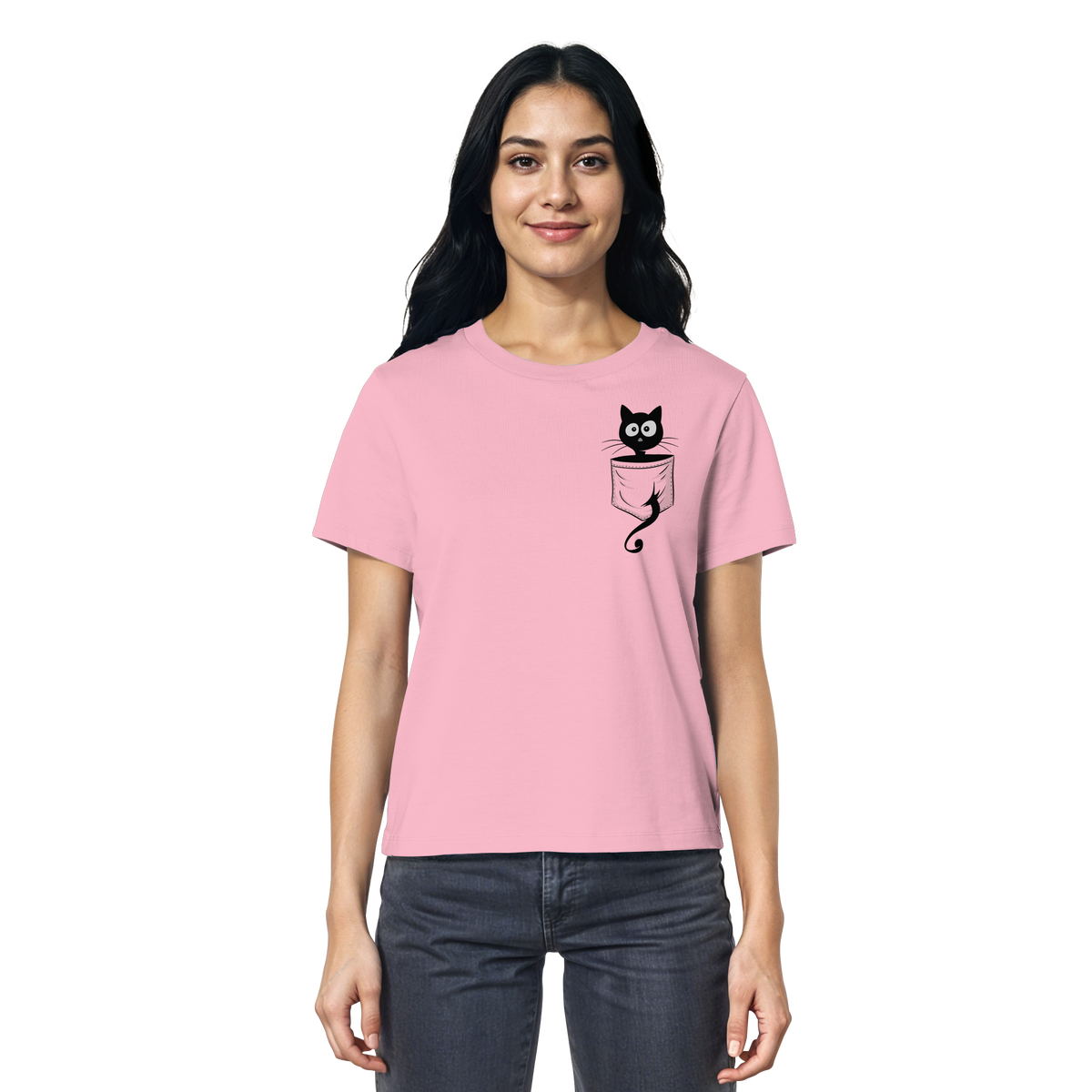 Schwarze Katze in der Tasche - Ladies Organic Shirt