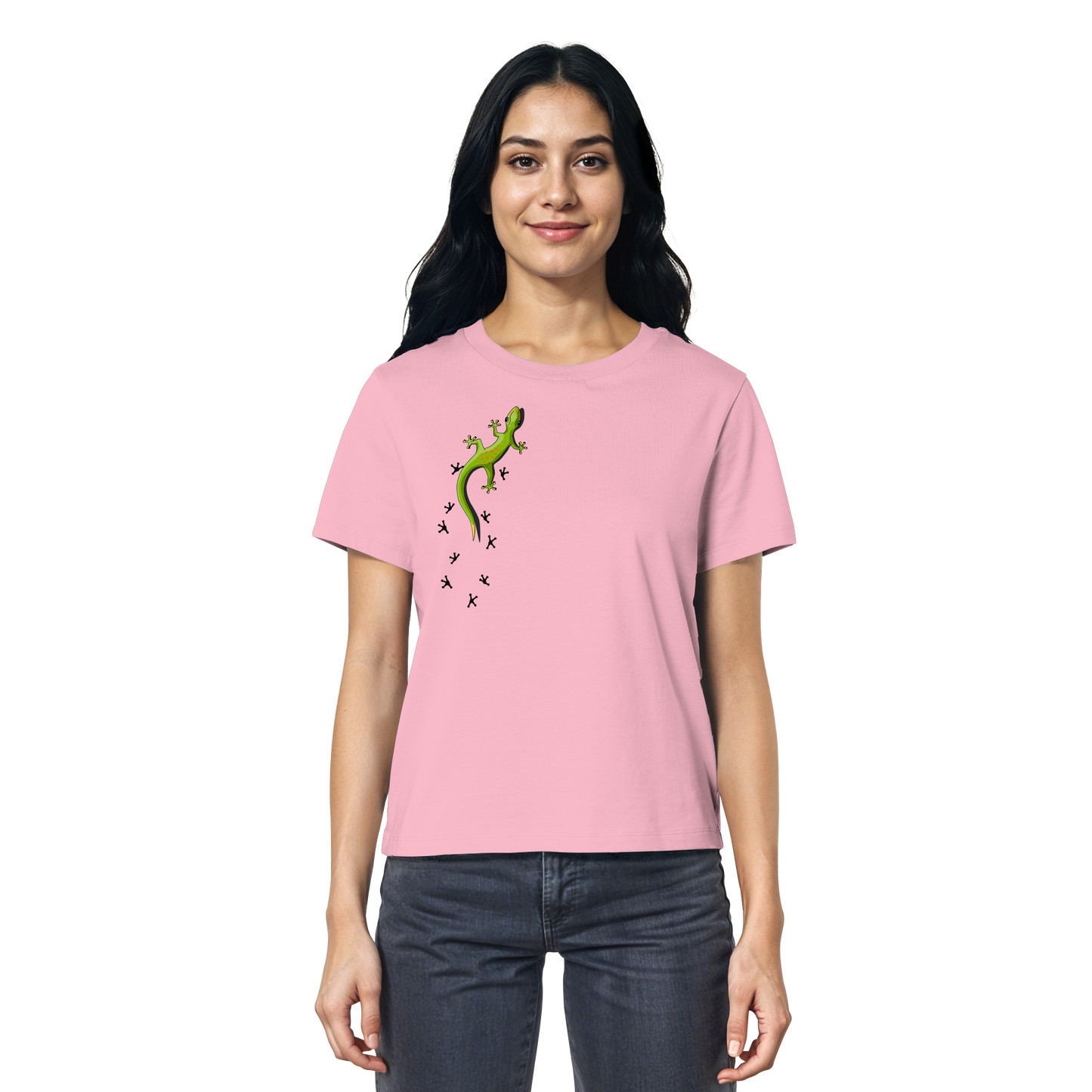 Kletternder Gecko mit Spuren - Ladies Organic Shirt