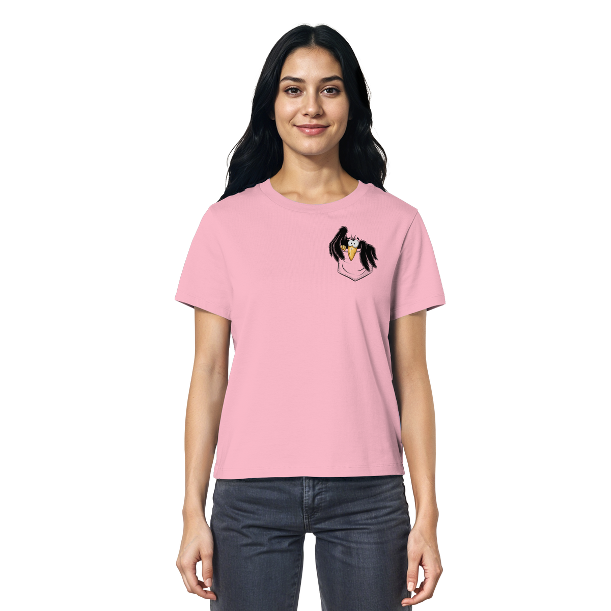 Kleiner Rabe | schwarze Krähe In Tasche - Ladies Organic Shirt