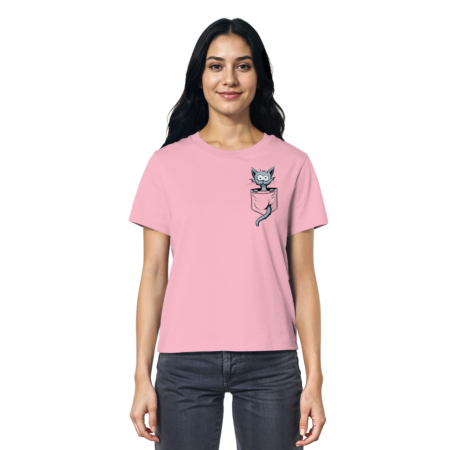 Verrückte Katze in Deiner Brust-Tasche - Ladies Organic Shirt
