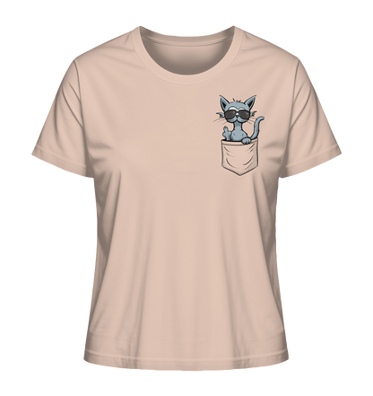 "Fuck Off" Mittelfinger Katze in der Tasche - Ladies Organic Shirt