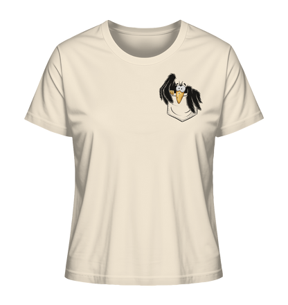 Kleiner Rabe | schwarze Krähe In Tasche - Ladies Organic Shirt