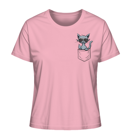 "Fuck Off" Mittelfinger Katze in der Tasche - Ladies Organic Shirt