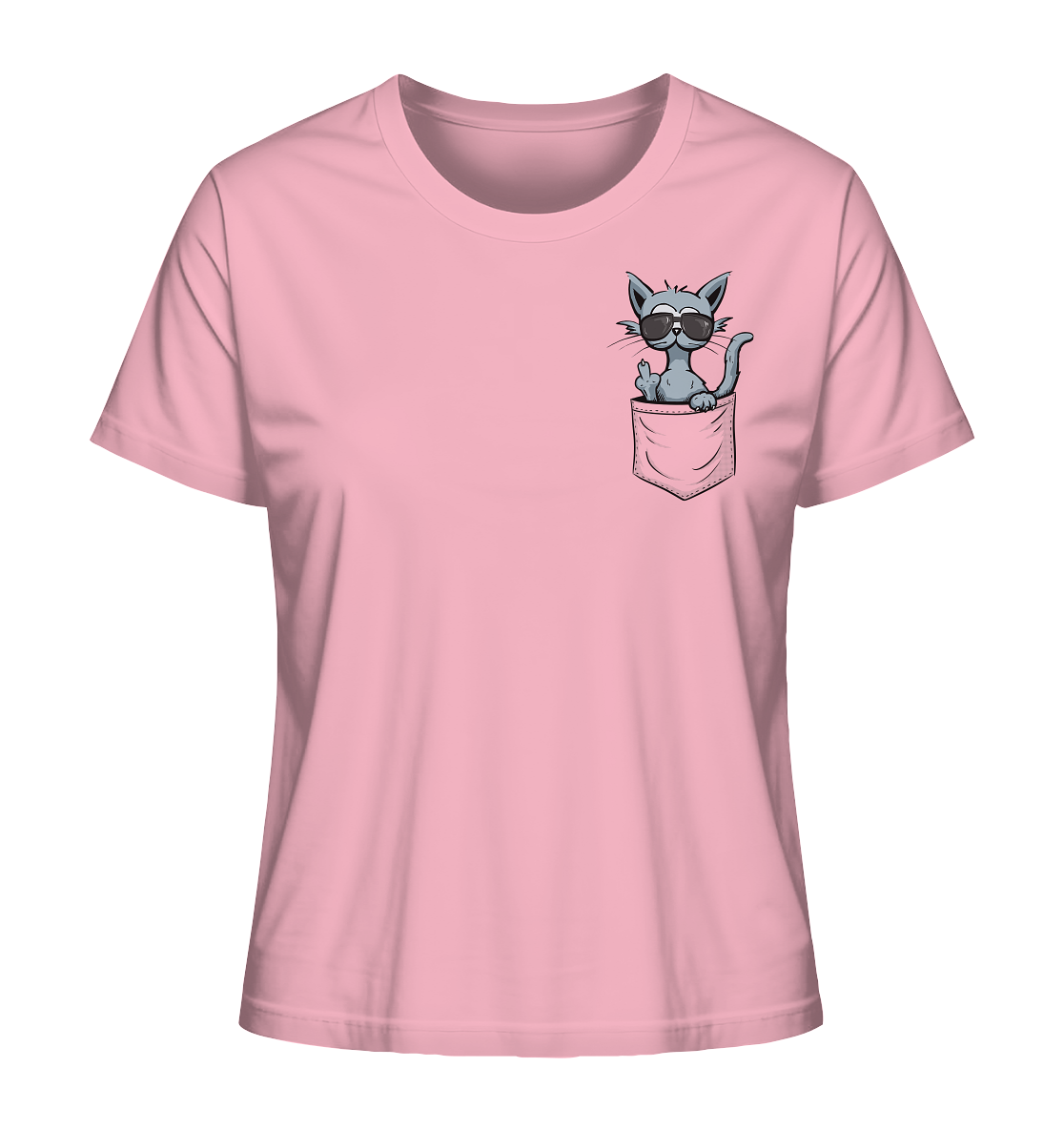 "Fuck Off" Mittelfinger Katze in der Tasche - Ladies Organic Shirt
