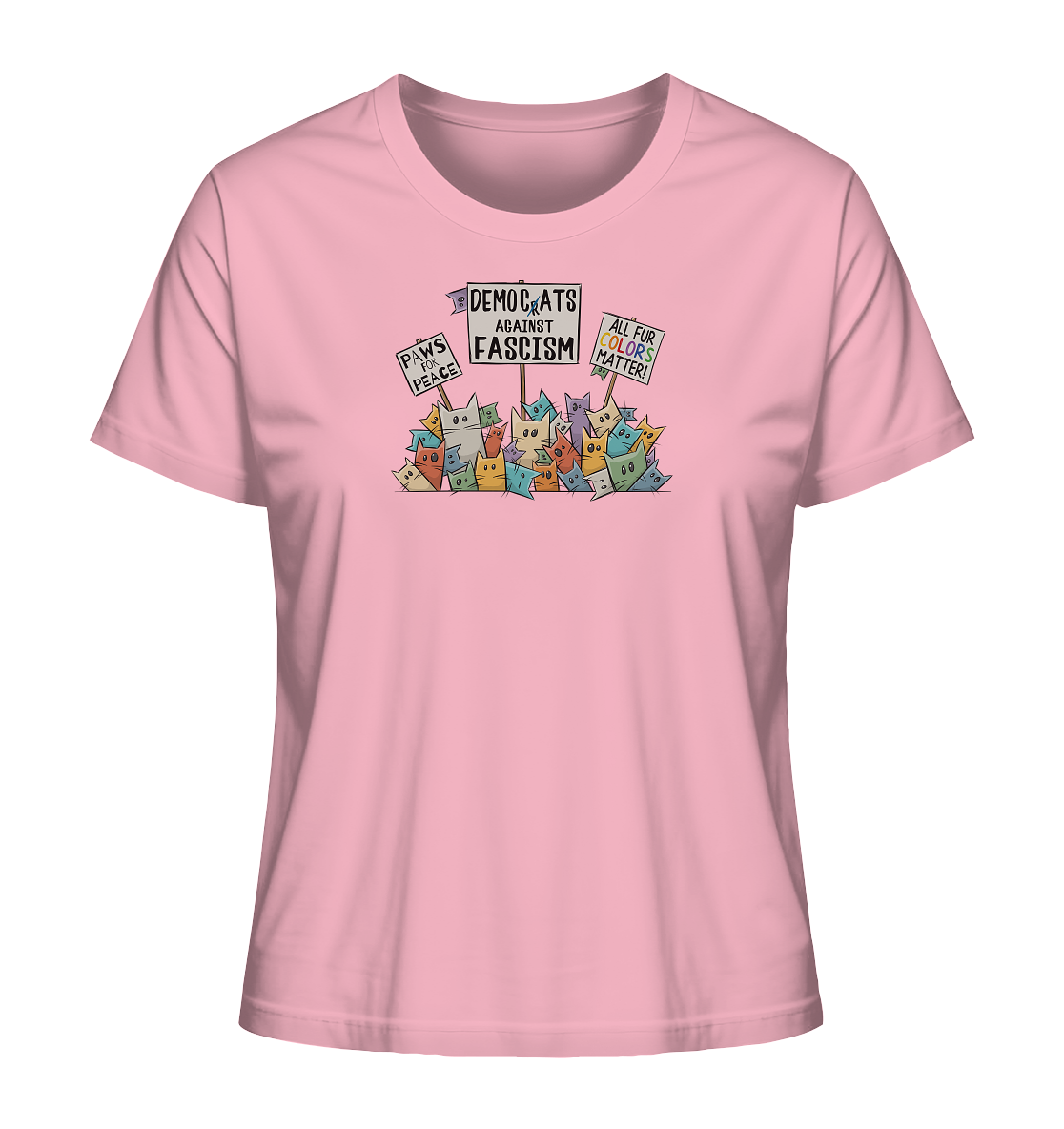 Demo-Katzen gegen Faschismus und für Vielfalt - Ladies Organic Shirt