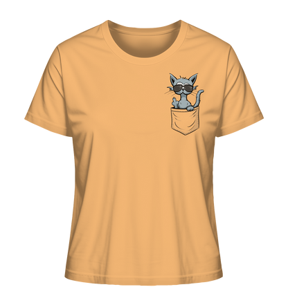 "Fuck Off" Mittelfinger Katze in der Tasche - Ladies Organic Shirt