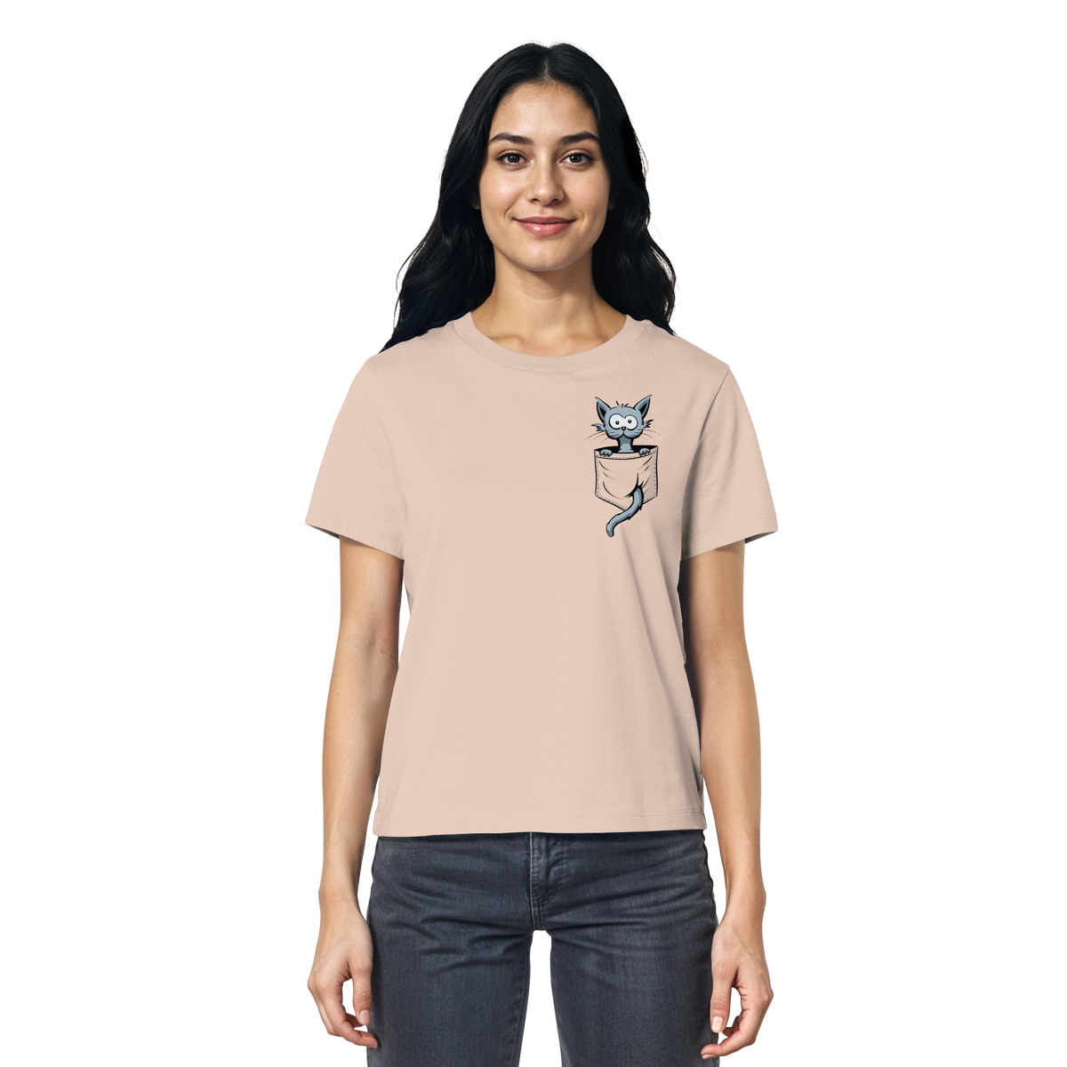 Verrückte Katze in Deiner Brust-Tasche - Ladies Organic Shirt