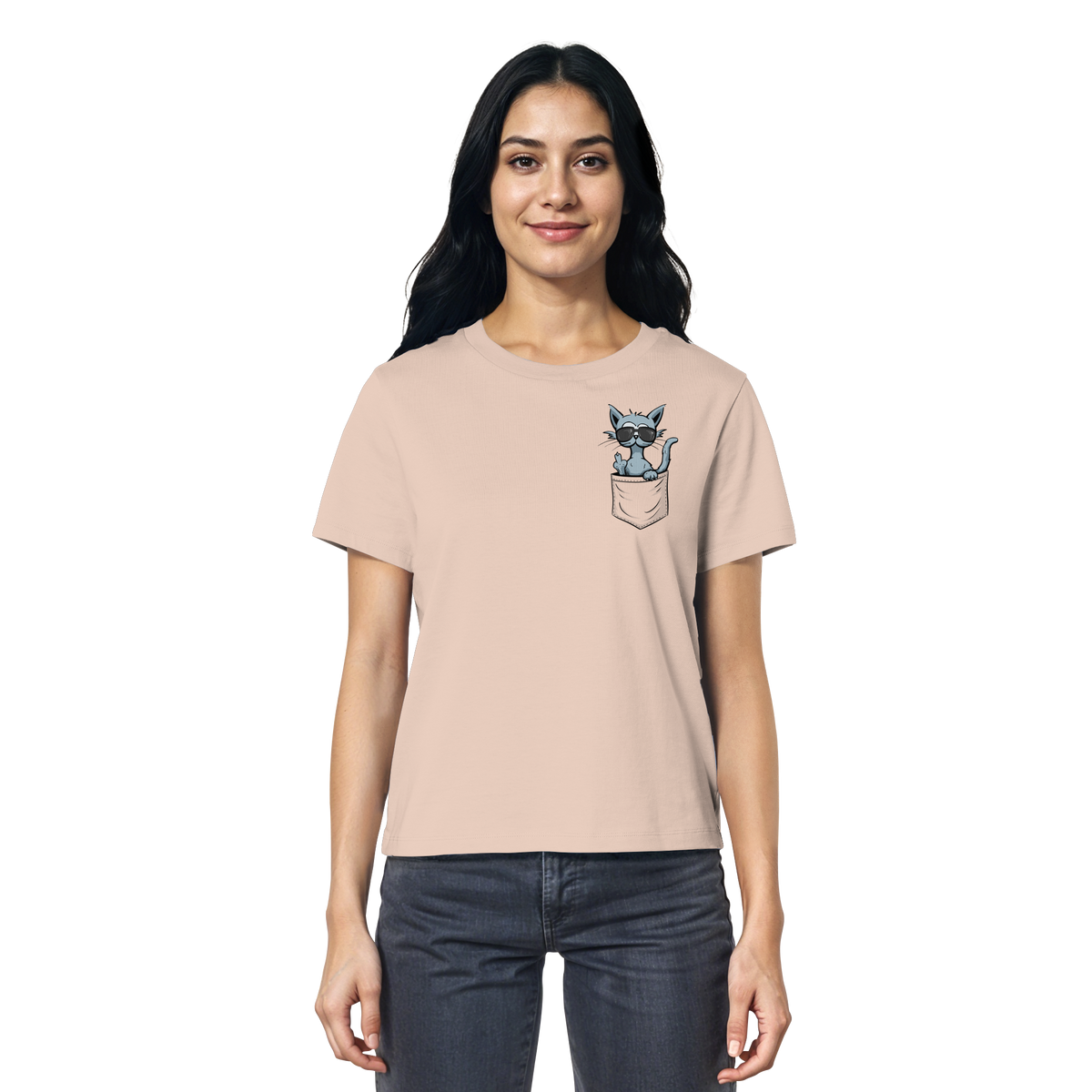 "Fuck Off" Mittelfinger Katze in der Tasche - Ladies Organic Shirt