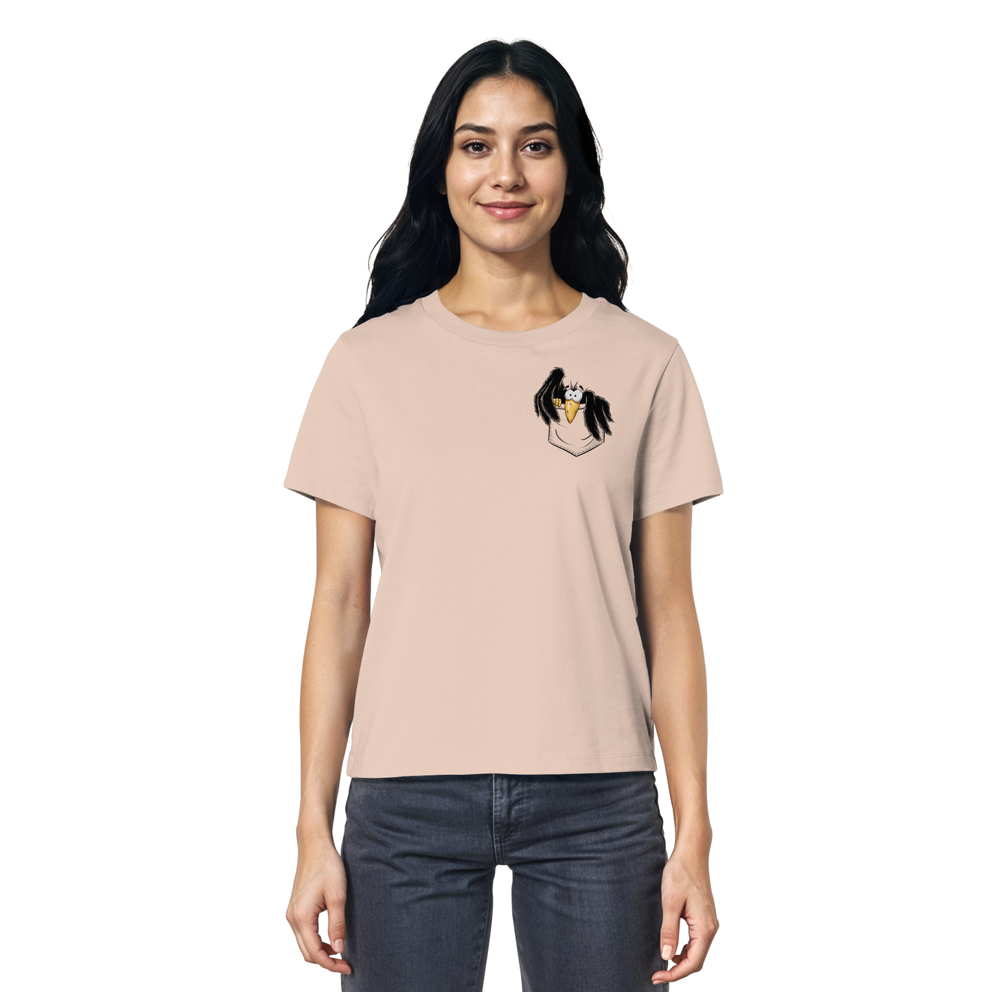 Kleiner Rabe | schwarze Krähe In Tasche - Ladies Organic Shirt