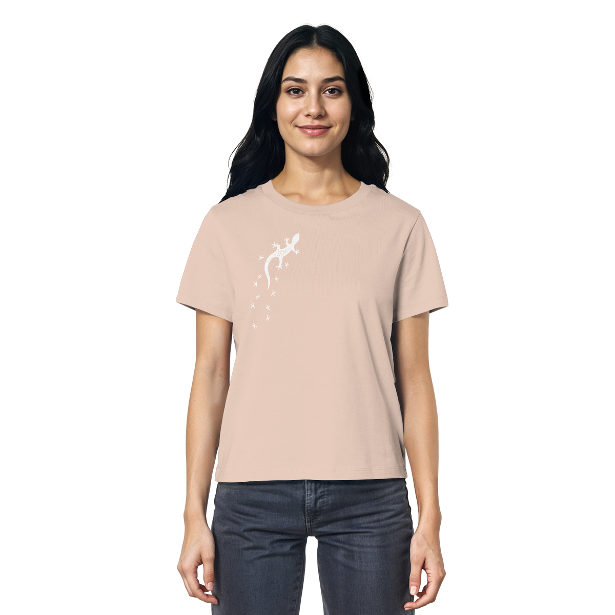 Gecko Eidechse Silhouette hell - Ladies Organic Shirt