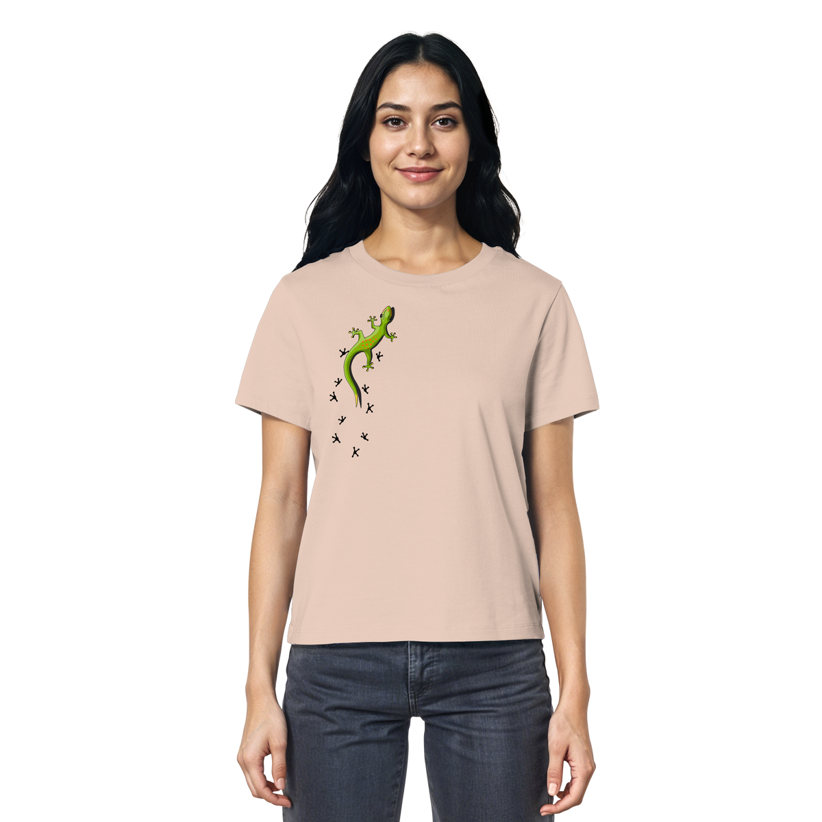 Kletternder Gecko mit Spuren - Ladies Organic Shirt