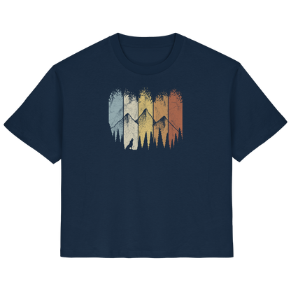Retro Wald, Berge und Wolf  - Ladies Organic Shirt