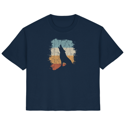 Retro Style lässig heulender Wolf  - Ladies Organic Shirt