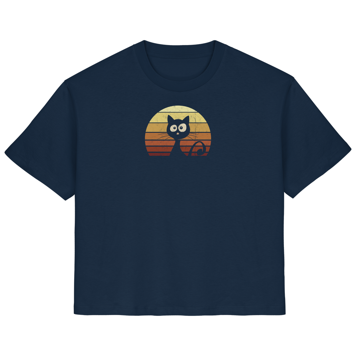 Katze vor Retro Sonnenuntergang - Ladies Organic Shirt