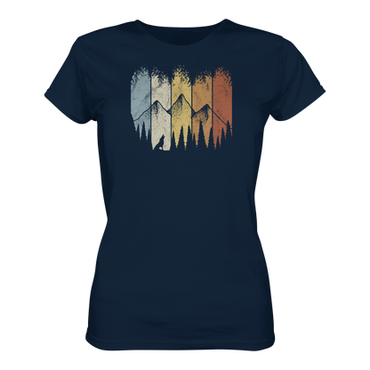 Retro Wald, Berge und Wolf  - Ladies Organic Shirt