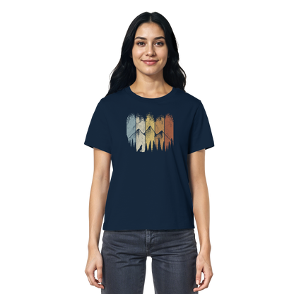 Retro Wald, Berge und Wolf  - Ladies Organic Shirt