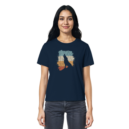 Retro Style lässig heulender Wolf  - Ladies Organic Shirt