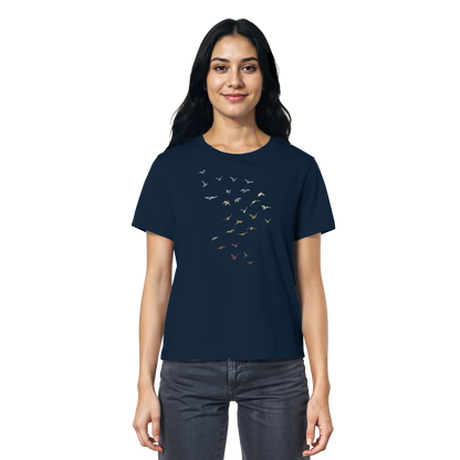 Retro Vogel Schwarm - Ladies Organic Shirt